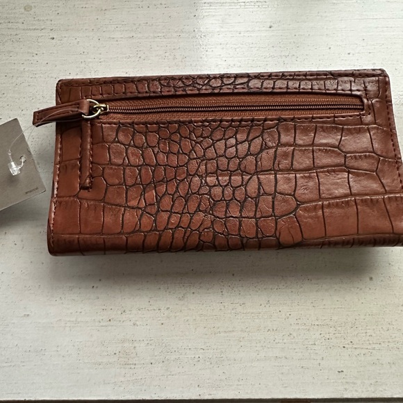 Kenneth Cole Brown Crocodile Embossed Wallet New - Picture 1 of 5